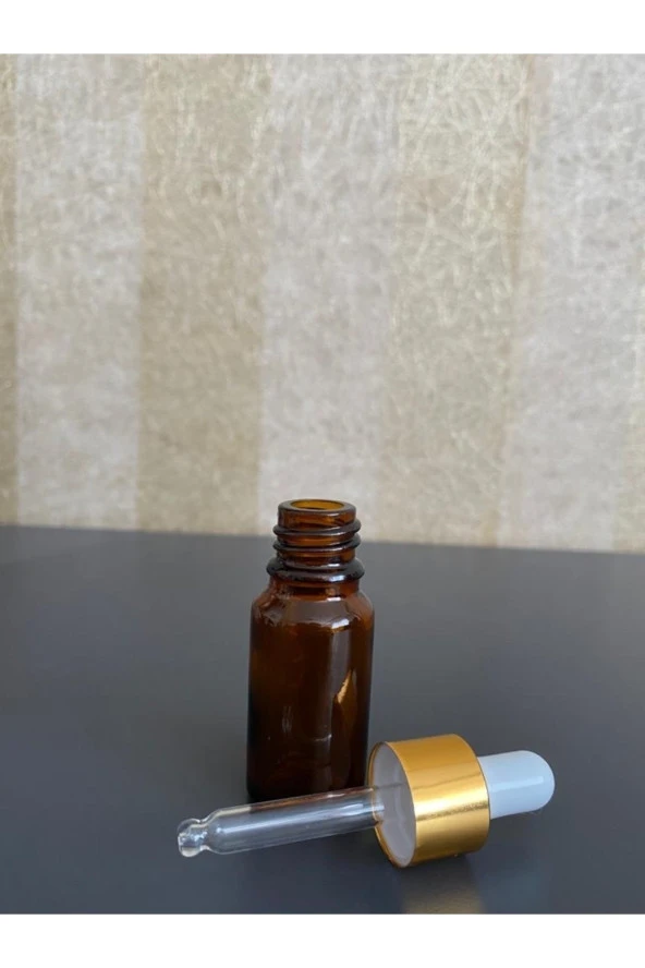 10 ml Amber Cam Şişe Cam Damlalıklı Sarı Kapak Beyaz Emzik 100 Adet