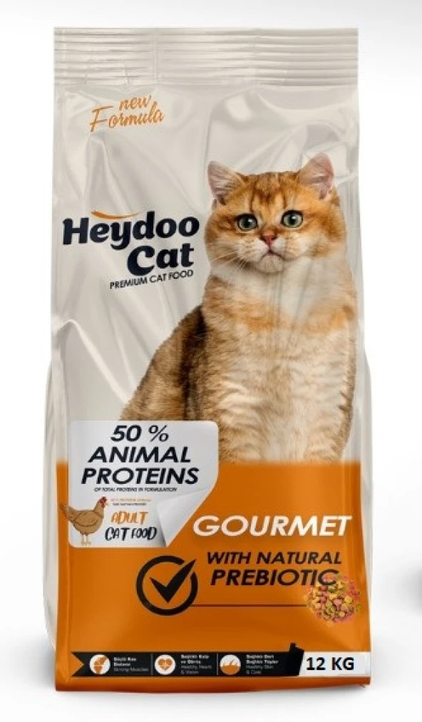 Heydoo Cat Gourmet Tavuklu Yetişkin Renkli Kedi Maması 12 Kg