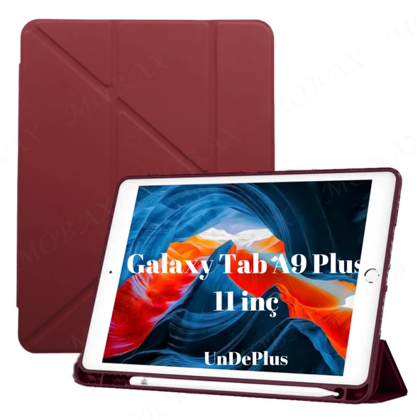 Samsung Galaxy Tab A9 Plus X210 X213 X215 X217 Kılıf Kalem Bölmeli Trifolding Case - 10