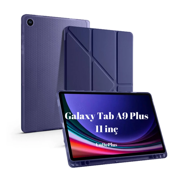 Samsung Galaxy Tab A9 Plus X210 X213 X215 X217 Kılıf Kalem Bölmeli Trifolding Case - 7