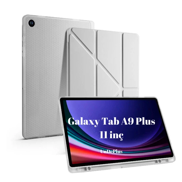 Samsung Galaxy Tab A9 Plus X210 X213 X215 X217 Kılıf Kalem Bölmeli Trifolding Case - 3