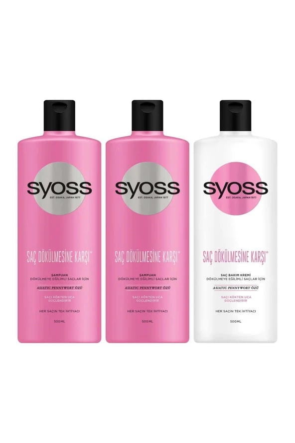 Syoss Saç Dökülmesine Karşı Şampuan 500Ml X 2 Adet + Saç Kremi 500ml