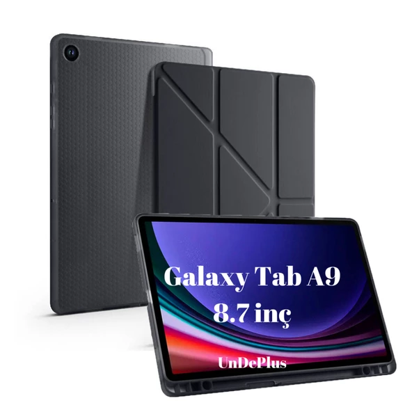 Samsung Galaxy Tab A9 8.7inç X110 X113 X115 X117 Kılıf Kalem Bölmeli Trifolding Case