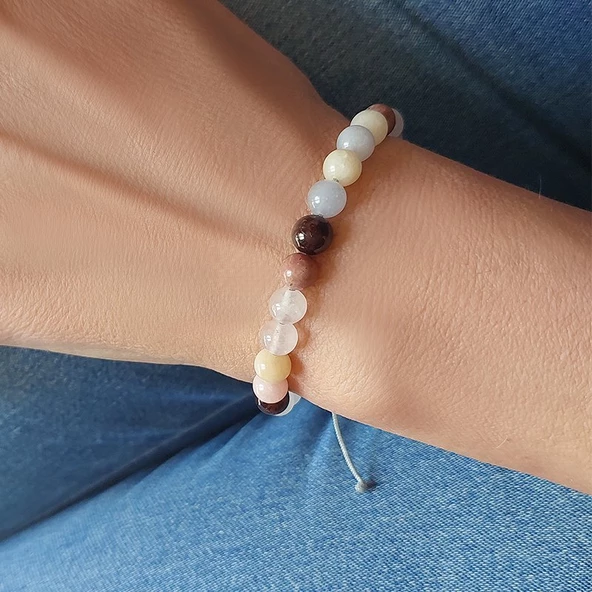 Vaoov Aşk Tılsımlı Doğal Taşlı Gümüş Bileklik - Resim 8