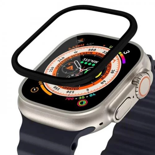 Polham 9H Titanyum Alaşımlı Çerçeveli Ful Kaplama Apple Watch Ultra 49MM Ekran Koruyucu, Hafif ve Tam Uyumlu