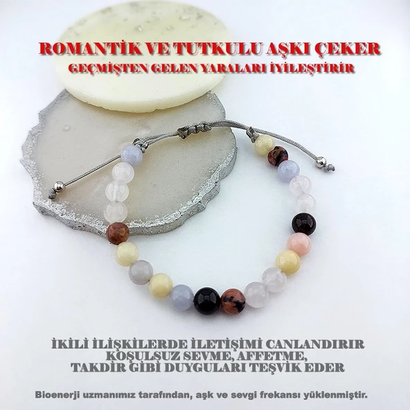 Vaoov Aşk Tılsımlı Doğal Taşlı Gümüş Bileklik ürün görseli