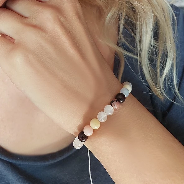 Vaoov Aşk Tılsımlı Doğal Taşlı Gümüş Bileklik - Resim 6