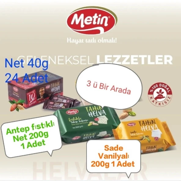 Metin Helva Karma Antep Fıstıklı Kako Sade 3 Ü Bir Arada 1360 Kg