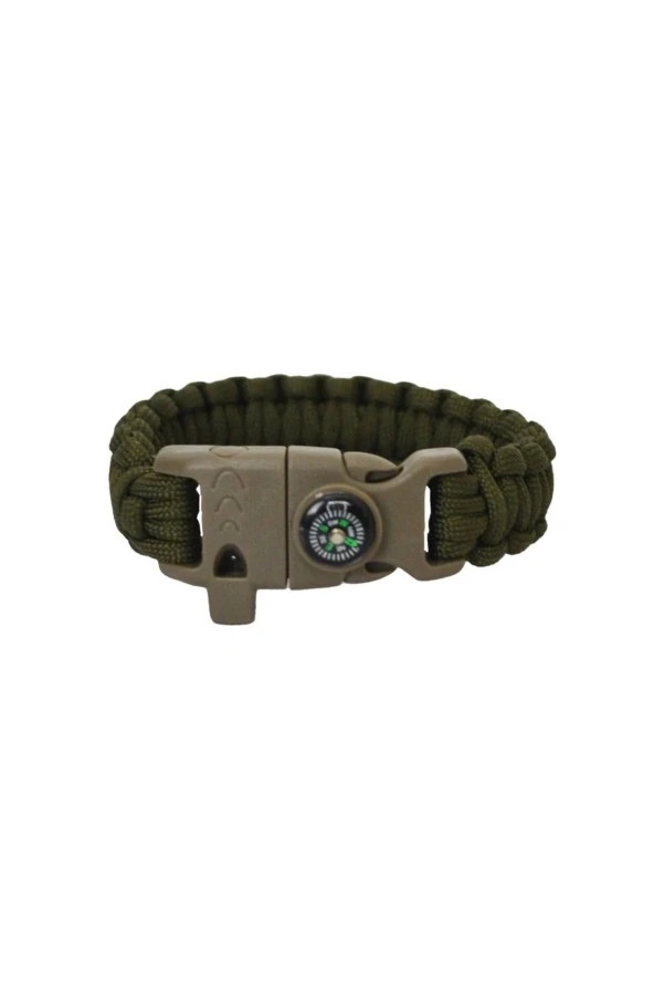 Paracord Survival Bileklik, Pusulalı Ateş Başlatıcılı Düdüklü Bileklik