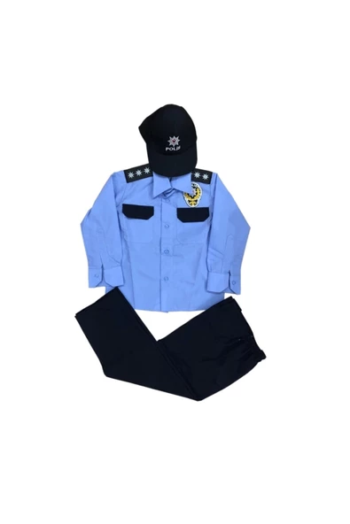 Unisex Çocuk Mavi Polis Genel Hizmet Kıyafeti