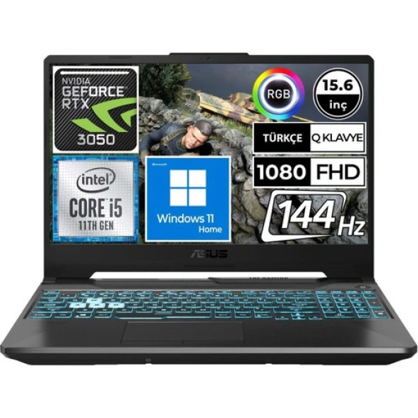 Asus TUF Gaming F15 FX506HC-HN373 Intel Core i5 11400H 16 GB 1 TB SSD RTX3050 Windows 11 Home 15.6 FHD Taşınabilir Bilgisayar