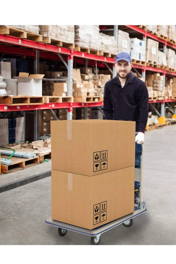 STİLMAX 300 Kg Kapasiteli Katlanır Tabla Koli Yük Paket Taşıma El Arabası Kaydırmaz Depo El Arabası - 3