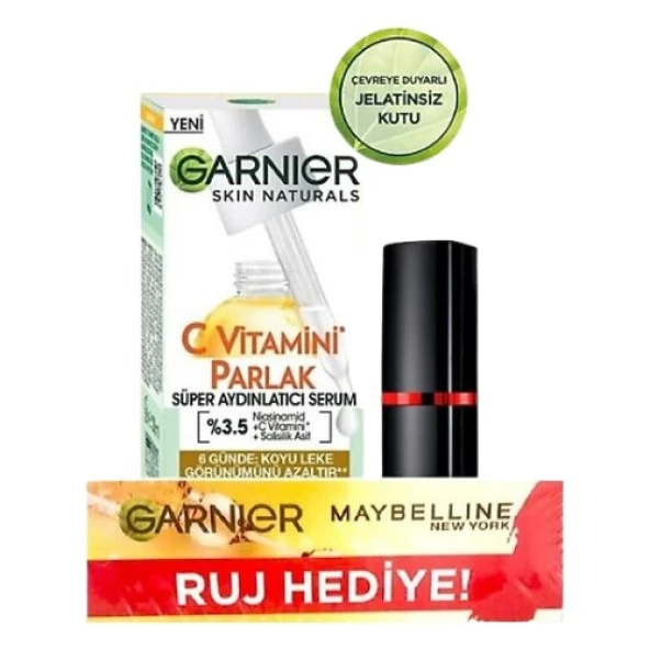 Garnier C Vitamini Parlak Süper Aydınlatıcı Serum 30ml + Maybelline New York Color Show 202 Ruj