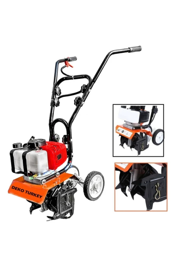 DEKO TURKEY Yerli Üretim Bahçe Çim Toprak Belleme Benzinli Mini Çapalama 7.9 Hp 75cc 4 Çelik Bıçak