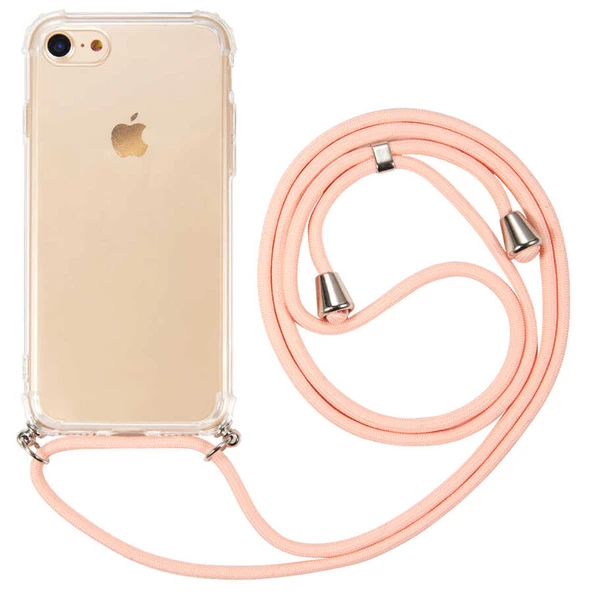 Apple iPhone SE 2020 Kılıf Boyna Askılı İpli Şeffaf Case - 4
