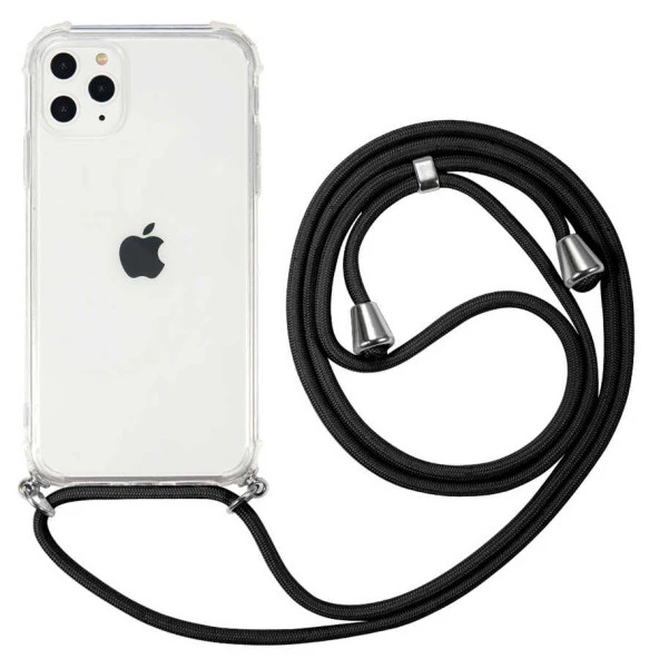 Apple iPhone 11 Pro Kılıf Boyna Askılı İpli Şeffaf Kılıf
