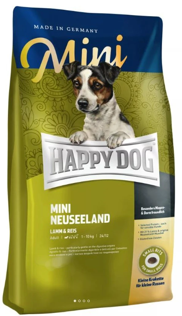 Happy Dog Mini Neuseeland Sensitive Kuzu Etli Küçük Irk Yetişkin Köpek Maması 4 Kg
