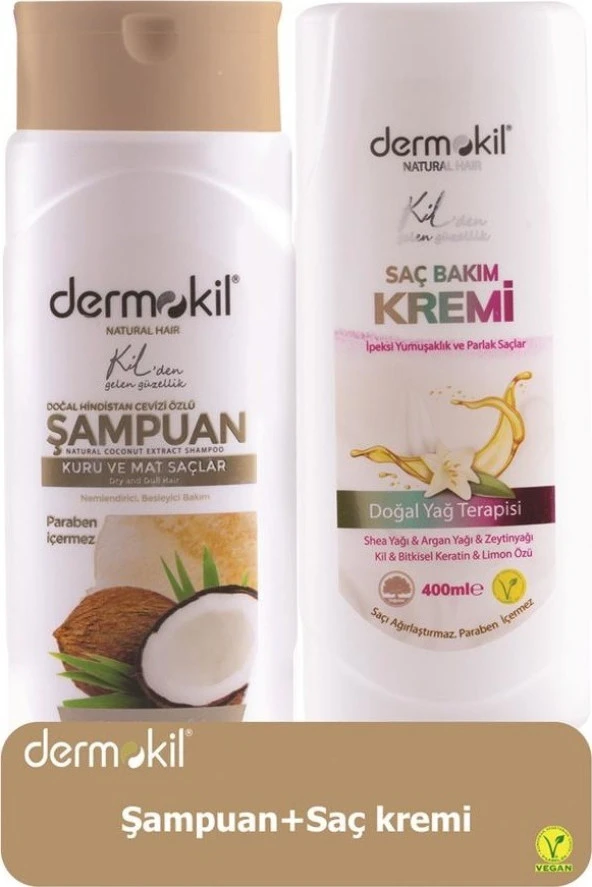 Dermokil Hindistan Cevizli Şampuan 400 ml + Saç Kremi 400 ml 2'li Set ürün görseli