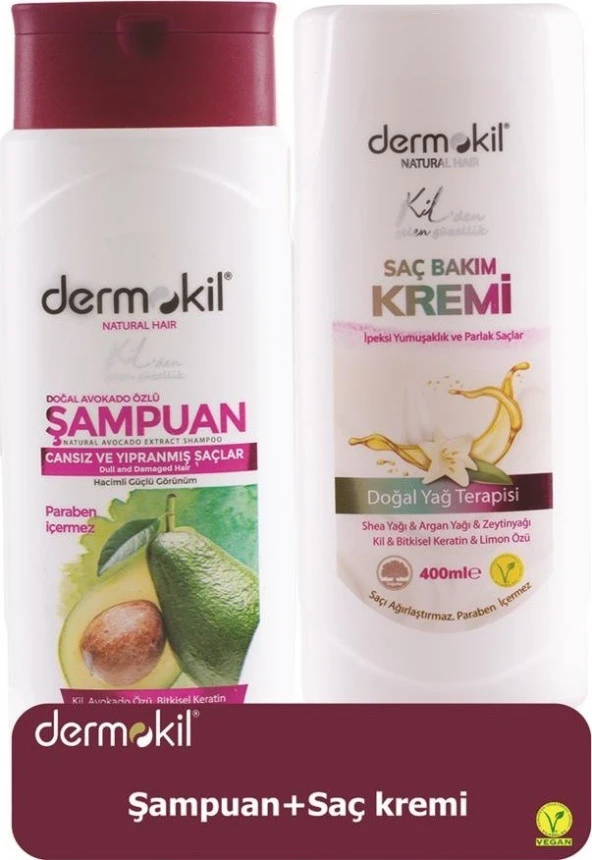 Dermokil Avokado Şampuan 400 ml + Saç Kremi 400 ml 2'li Set ürün görseli