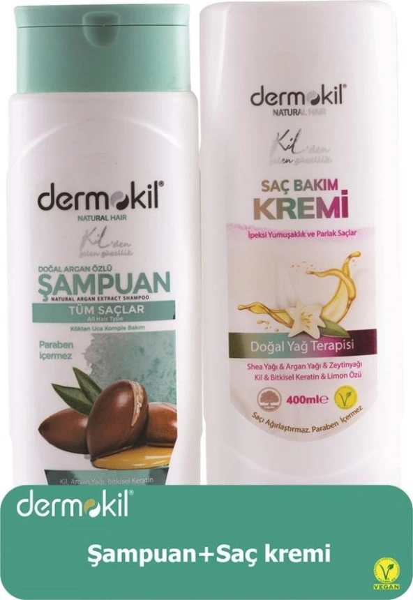 Dermokil Argan Şampuan 400 ml + Saç Kremi 400 ml 2'li Set