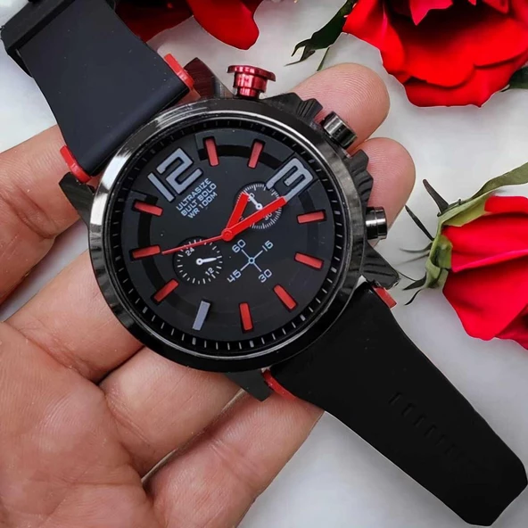 slikon kordon mekanizmalı analog saat genç spor unısex erkek kol saati - 12