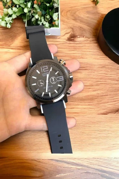 slikon kordon mekanizmalı analog saat genç spor unısex erkek kol saati - 5