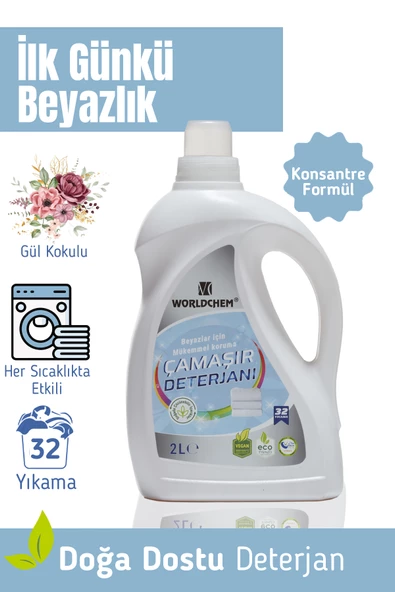 Helal Sıvı Çamaşır Deterjanı Beyazlar İçin Bitkisel Çevre Dostu Sertifikalı Konsantre 2 L - 2