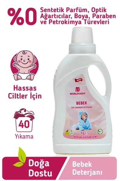 Bebekler İçin Bitkisel Sıvı Çamaşır Deterjanı  Vegan Helal Sertifikalı 1 L - 2
