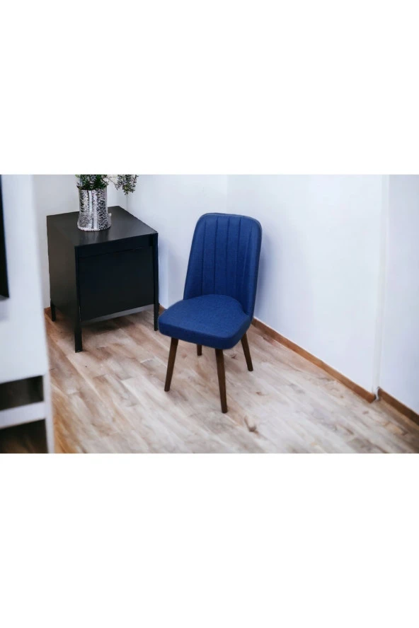 Mutfak Sandalyesi Yemek Odası Sandalyesi 6 Adet Mavi Pinoteks Boyalı Ayaklı