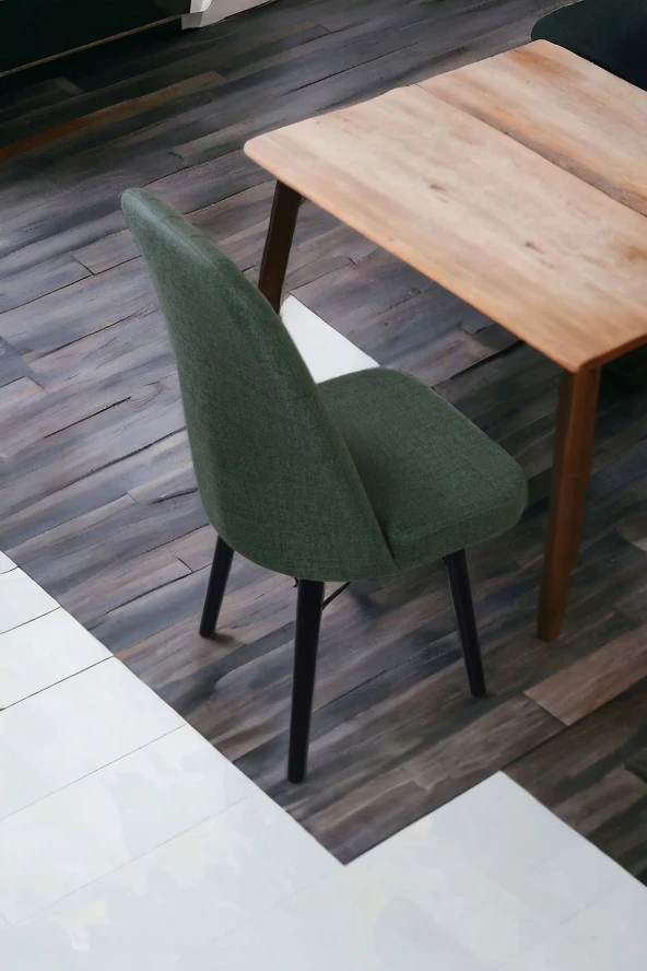 Mutfak Sandalyesi Yemek Odası Sandalyesi 6 Adet Yeşil Siyah Boyalı Ayaklı
