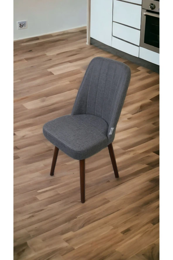 Mutfak Sandalyesi Yemek Odası Sandalyesi 6 Adet Açık Gri Ceviz Boyalı Ayaklı