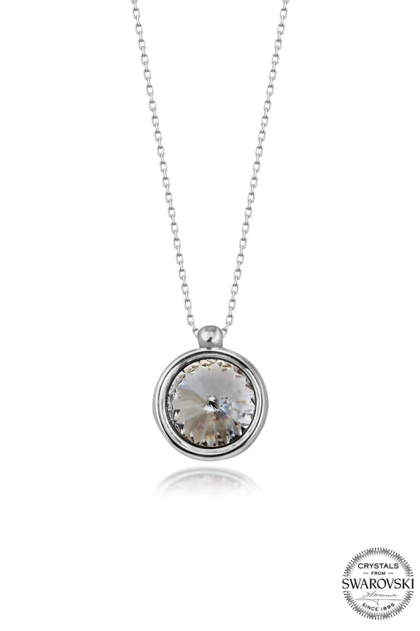 Swarovski Crystal Kadın 8 mm Çerveli Gümüş Kolye - 2