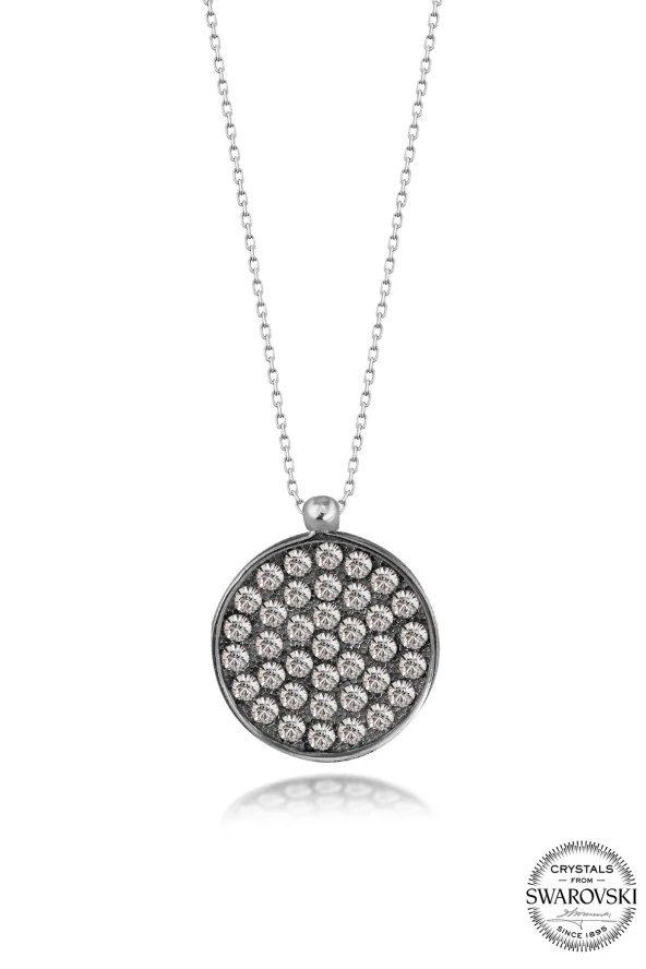 Swarovski Crystal Kadın Yuvarlak Gümüş Kolye