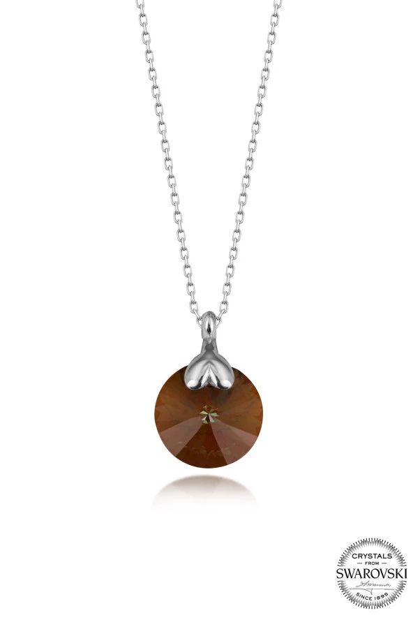 Swarovski Crystal Kadın Brown Zirconia Gümüş Kolye