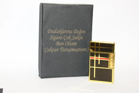 Kişiye Özel Dupont Tarz Çelik Gövde Çakmak (Gold-Siyah)