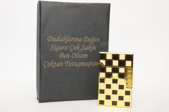 Kişiye Özel Dupont Tarz Çelik Gövde Çakmak (Gold-Siyah)