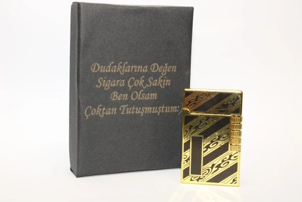 Kişiye Özel Dupont Tarz Çelik Gövde Çakmak (Gold-Siyah)