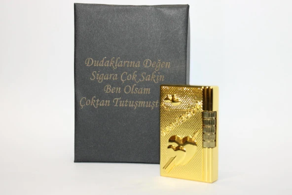 Kişiye Özel Dupont Tarz Çelik Gövde Çakmak (Gold)