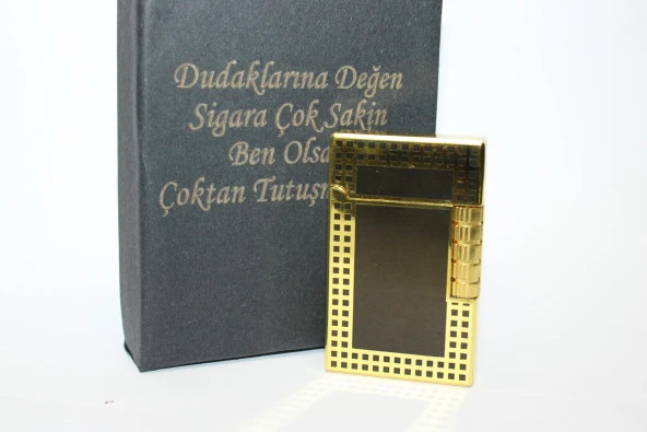 Kişiye Özel Dupont Tarz Çelik Gövde Çakmak (Gold-Siyah)