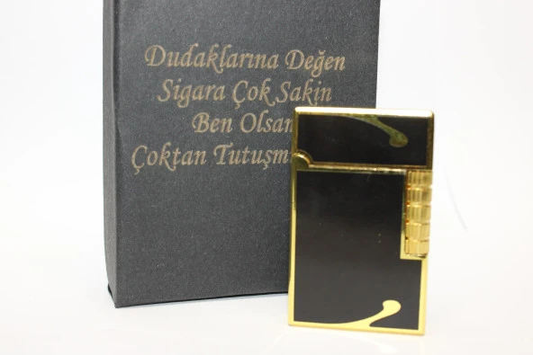 Kişiye Özel Dupont Tarz Çelik Gövde Çakmak (Gold-Siyah)