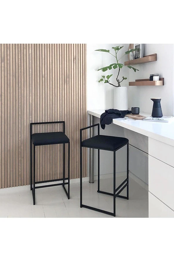 Bar Sandalyesi Yüksek Sandalye Bistro Sandalye Cafe Sandalyesi Bar Taburesi 2'li Set - 2