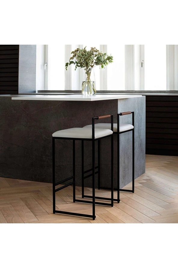 Bar Sandalyesi Yüksek Sandalye Bistro Sandalye Cafe Sandalyesi Bar Taburesi 2'li Set - 4