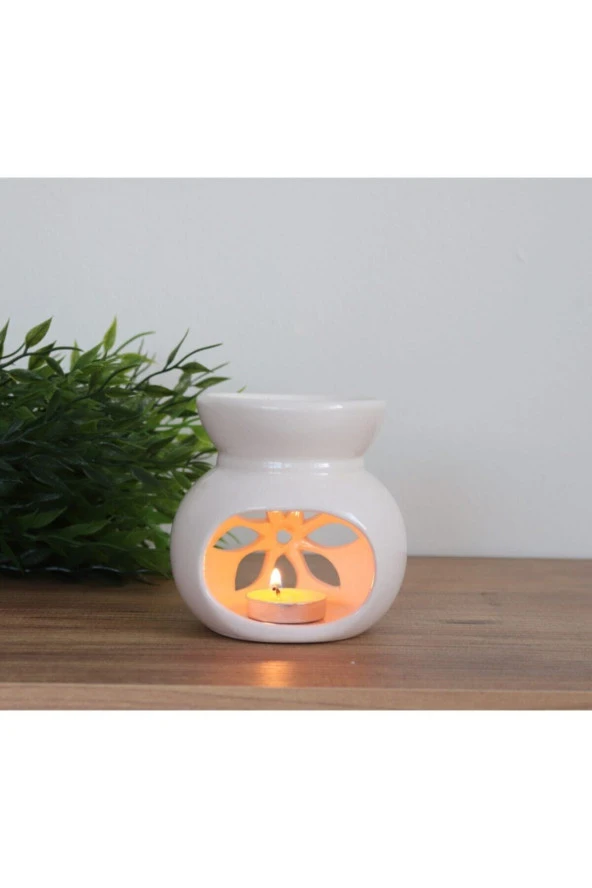 Beyaz Lotus Buhurdanlık Seramik El Emeği Buhurdan - 3