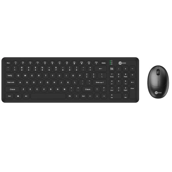Lenovo Lecoo KW204 Kablosuz Türkçe Siyah Q Klavye   Mouse Set