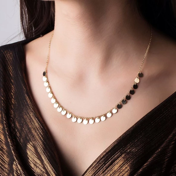 Pullu Altın Kolye Sarkık Model - Resim 2