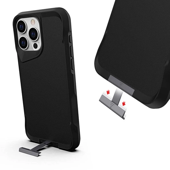 Vendas Apple iPhone 15 Pro Kılıf Zore Airbag Kenarlı T-Max Mat Standlı Kapak - Resim 8