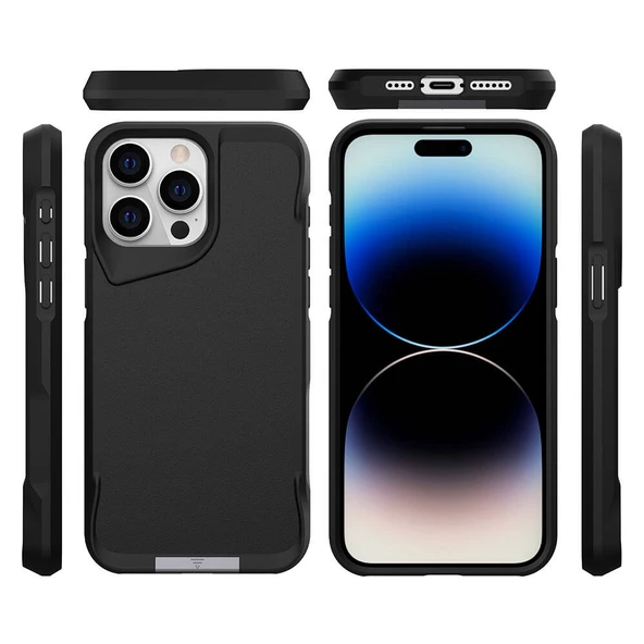 Vendas Apple iPhone 15 Pro Kılıf Zore Airbag Kenarlı T-Max Mat Standlı Kapak - Resim 10