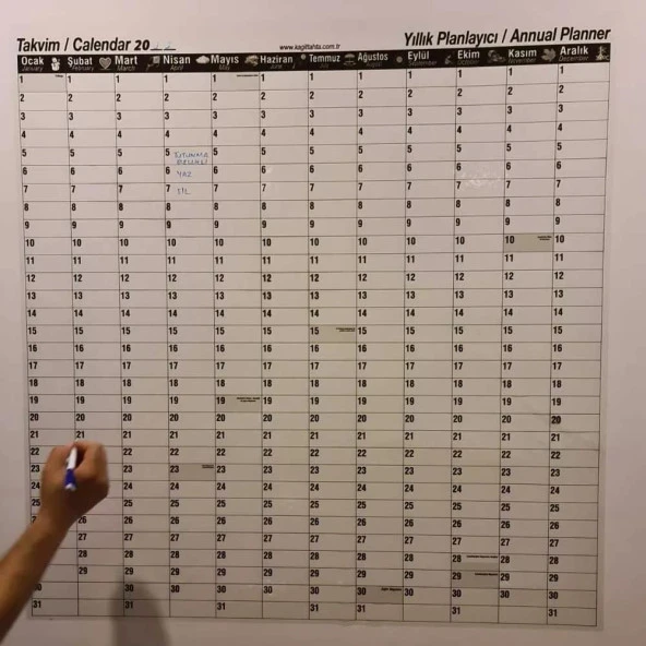 1 Adet Yıllık Planlayıcı 2024 Takvim – 100×100 Sihirli Kağıt Tahta