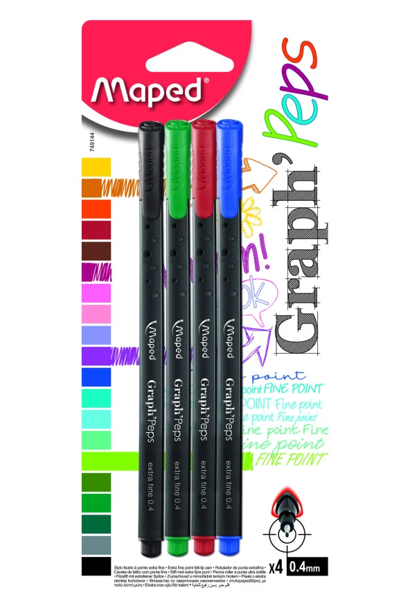 - Metal uç Fineliner Graph Peps (0,4 mm. - 4'lü Paket)