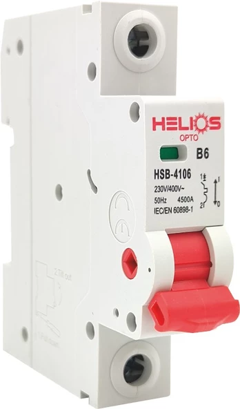 Helios Opto 1x10A 4500kA B Tipi Monofaze W Otomat HSB-4110